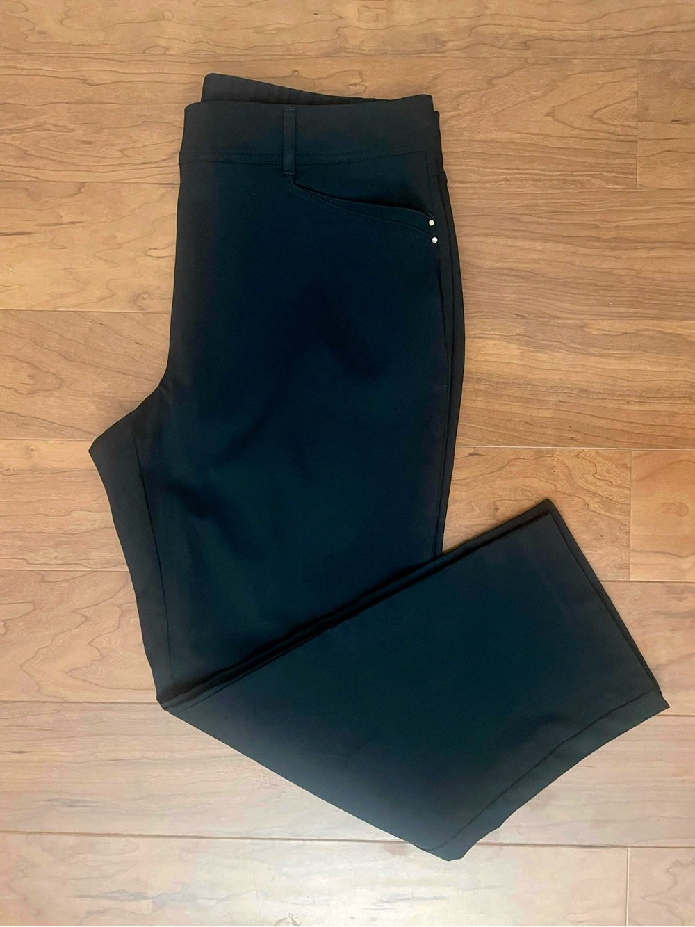 JM Collection Black Straight Dress Trousers with Subtle Stud Detail 16P